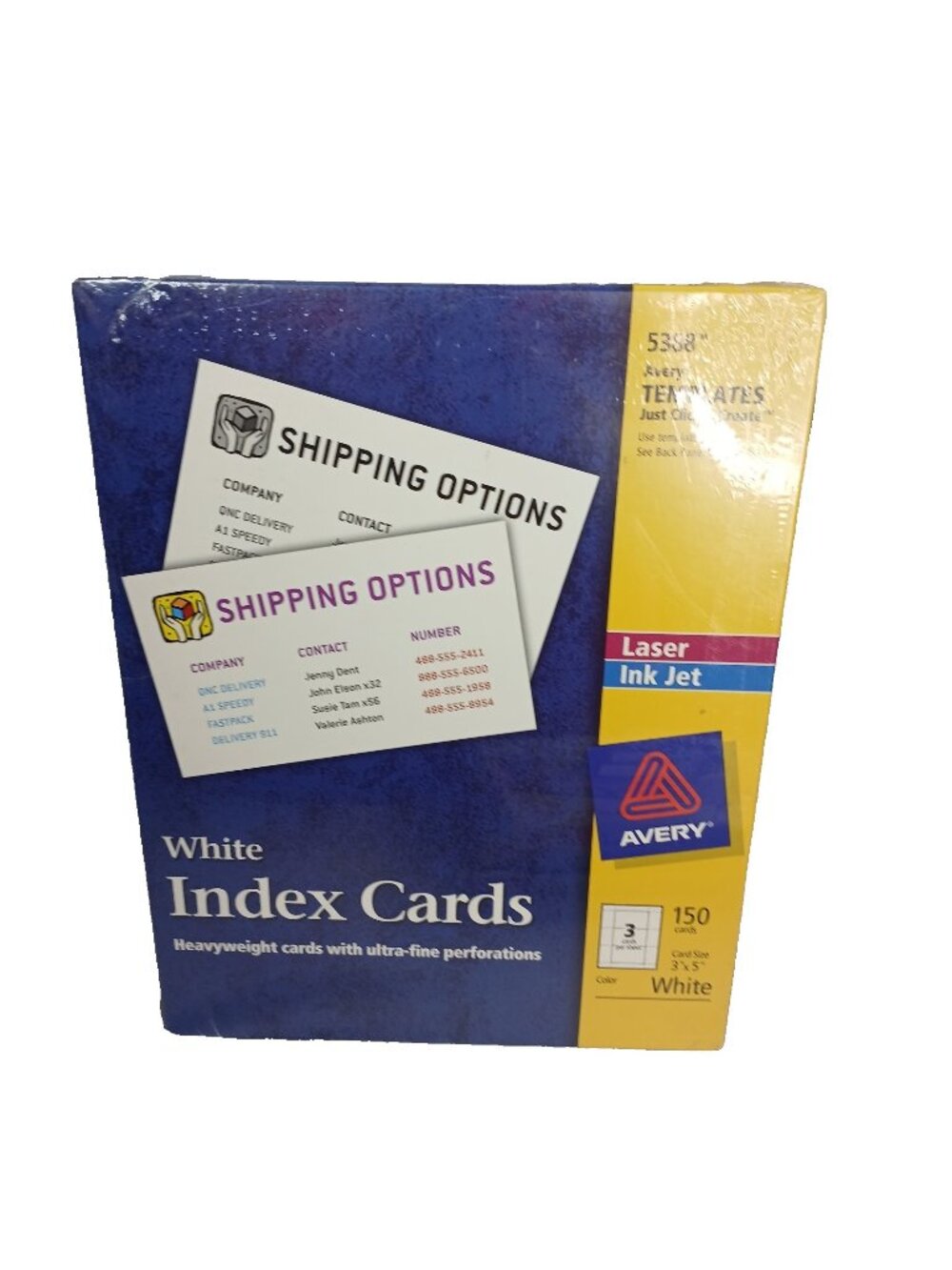 Avery 5388 Inkjet White Printable 3"x5" Index Cards Laser Inkjet Heavyweight